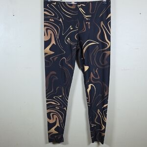 FiercePulse Black & Gold Yoga Leggings Size Large